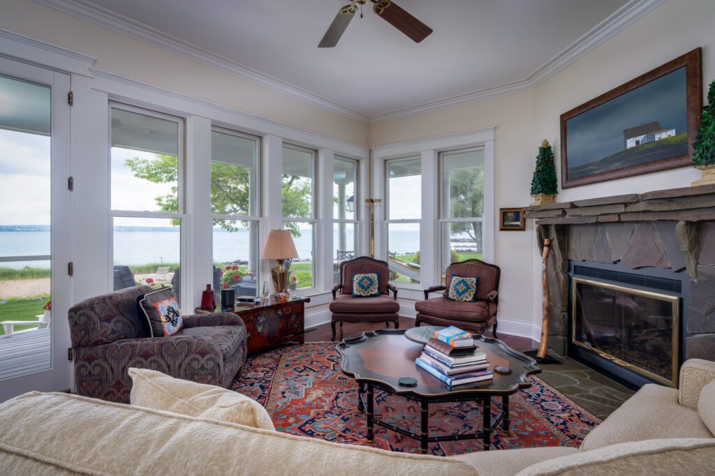 Kimble + Kimble Living Room with Lake View